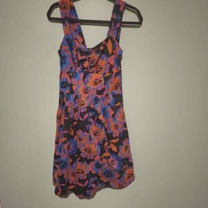 Romy Vibrant Floral Dress - Pink and Blue